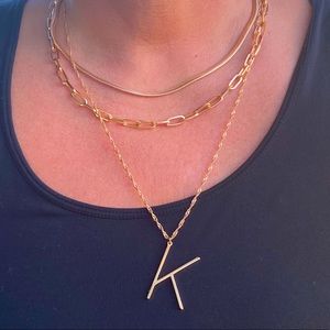 Initial “K” Three Layer Gold Necklace ✨
